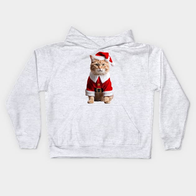 Funny Ugly Christmas Sweater Santa Claus Kitty Cat Kids Hoodie by Tina